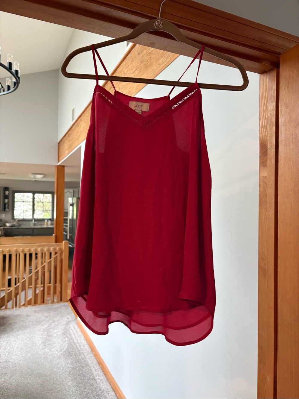 LOFT Red Chiffon Spaghetti Strap Cami